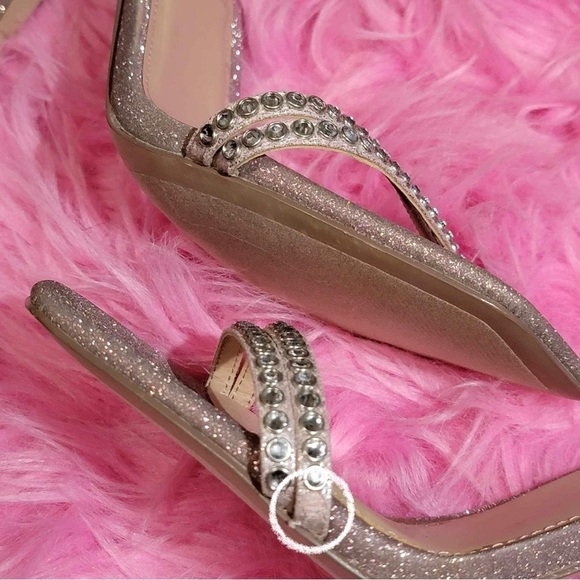 Steve Madden Collette Ankle Strap Sandals Blush Glitter Rhinestone Size 10 - Picture 5 of 7